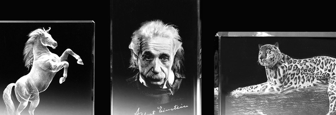 3D Standardmotive by CLARISSO® - Lasergravur in Glasblöcke